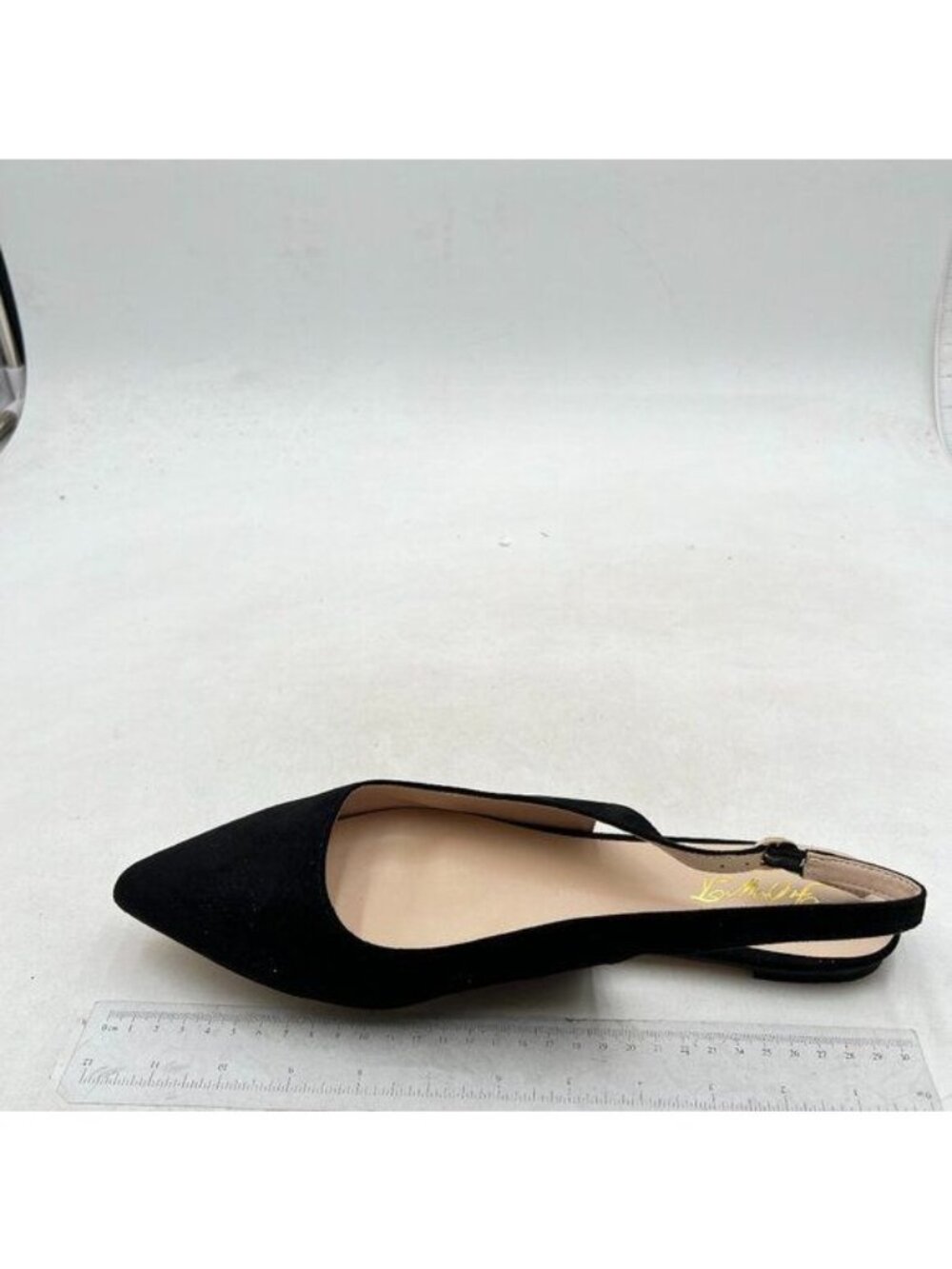 FOWT Simple Closed Pointed Toe Slingback Buckle Strap Womens Flats Black Shoes